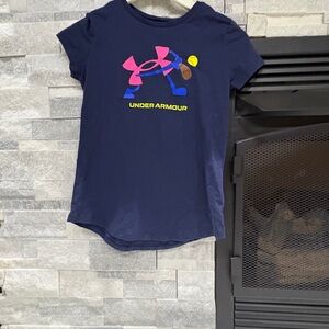 Under Armour Kids Dark Blue Tee with Colorful Logo